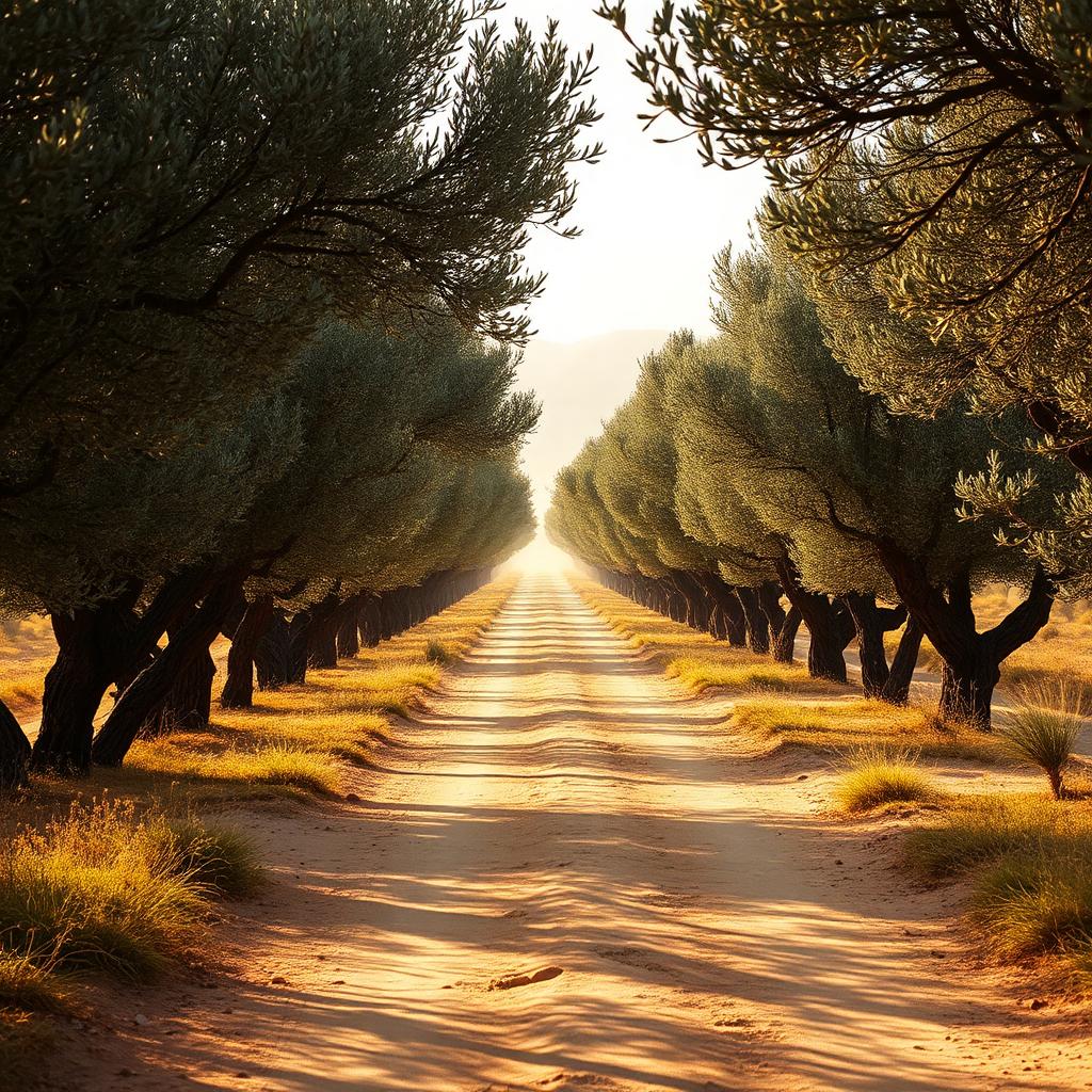A dusty road through ancient olive groves, symbolizing walking with Jesus in the Gospels